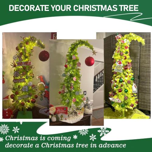 Size 6ft Whimsical Christmas Tree 6FT - Christmas Decorations Timer Remote Control, Foot Switch Device with 150 LED Lights Pre-Lit Artificial Tree Xmas Holiday Decor for Indoor Home Office