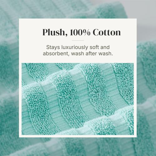 Modern Threads 6 Piece Bath Towel Set – Bathroom Set with 2 Bath Towels, 2 Hand Towels, and 2 Wash Cloths – 100% Cotton, Super Absorbent & Extra Soft – Reversible Natural Vine (Aqua)
