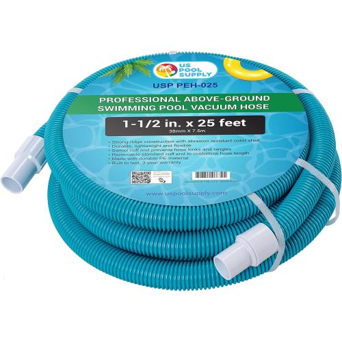 U.S. Pool Supply 1-1/2 x 25 Foot Professional Above Ground Swimming Pool Vacuum Hose with Swivel Cuff - Removable Cuff, Cut to Fit - Compatible with Filter Pumps, Filtration Systems, Chlorinators‼️light dirt and good condition‼️