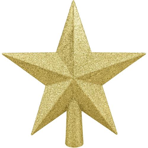 Leuceiy Christmas Tree Topper 10 Inch,Glitter Christmas Ornaments Star Xmas Decoration on Tree for Holiday Ornament or Home Decor(Gold)