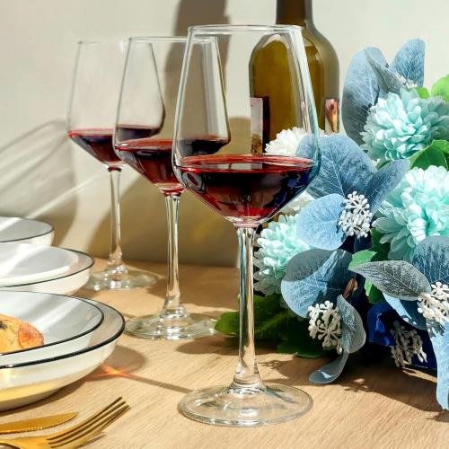 Color Clear Wine Glasses Set of 8, 12oz Clear Red/White, Long Stem Wine Glasses for Party, Wedding and Home