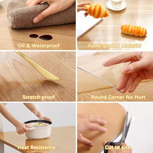 54 Inch Round Clear Dining Table Protector Tablecloth Cover Desk Top Pad Mat for Glass Furniture Study Coffee End Bed Sofa Side Bistro Bar Corner Pub Night Stand Dinner Table Thick Plastic PVC Vinyl