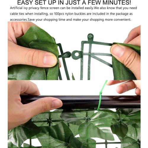 Artificial Ivy Privacy Fence 118x39.4in Grass Wall Screen Fake Vines Balcony Fence Privacy Screen Cover, Faux Ivy Leaf Hedge Panels Wall Decoration