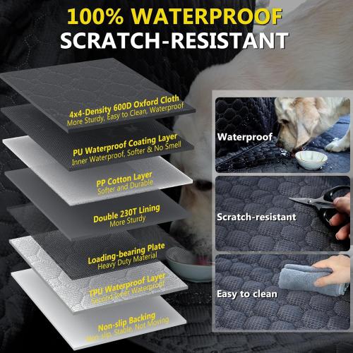 Color Black Truck Back Seat Extender for Dogs, Upgraded Waterproof Pet Seat Cover with Door Protection, Hard Bottom, Holds 420lbs, Dog Hammock for F150/Silverado 1500/ GMC Sierra 1500/RAM 1500/Titan