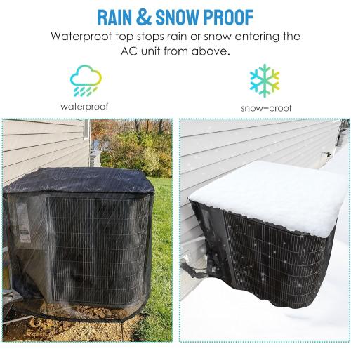 Size 32x32x36 Color Black Air Conditioner Cover for Outside Units, 32'' x 32'' x 36 Full Mesh with 600D Detachable Waterproof Top, All Seasons Outdoor Central AC Protector Against Leaves, Weeds, Cottonwood and Debris