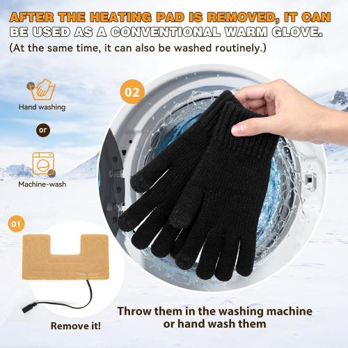 USB Heated Gloves for Women Men, Winter Gloves Full Finger Hand Warmers Gloves 3 Levels Temperature Adjustable Fast Heating Electric Heated Gloves for Outdoor Skiing Cycling Hiking (Dark black5)