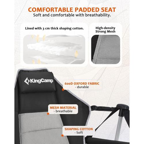 KingCamp Hammock Camping Chair, 400lbs Heavy Duty Swing Chairs for Adults | Portable Camp Chair, Oversized Folding Rocker, 10.3lbs Aluminum Frame, Adjustable recline for Outdoor Beach Patio RV Sport
