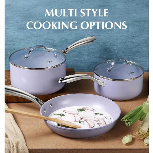 KOCH SYSTEME CS 14 Inch Frying Pan with Lid, Large Skillet with Lid, Extra Large Fry Pan for Family & Commercial Use, Oven Safe, 14 Inch Skillet Lids, Induction Compatible, Purple