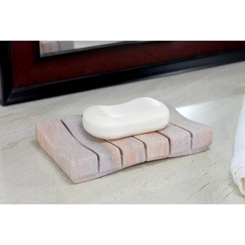 Natural Water Absorbent & Rigged Soap Dish Soap Holder Made of Natural Stone - Unique Bath Bathroom Accessories (Vertically Ridged)