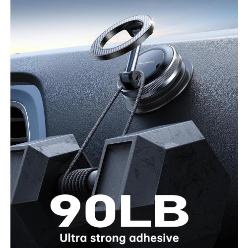 Coolpow【Newest Vacuum Magnetic Phone Holder for Car Phone Holder Mount【Movable Vacuum Suction】Magsafe Car Mount Cell Phone Holders for Your Car Accessories carmount 2.0 for iPhone 17 Pro Max 16 15 14
