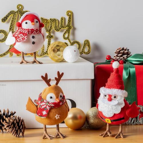 Christmas Decorations Birds,Christmas Birds,Christmas Decor Set of 3 Christmas Tree Birds for Christmas Decor, Ornaments for New Year Xmas Home Décor