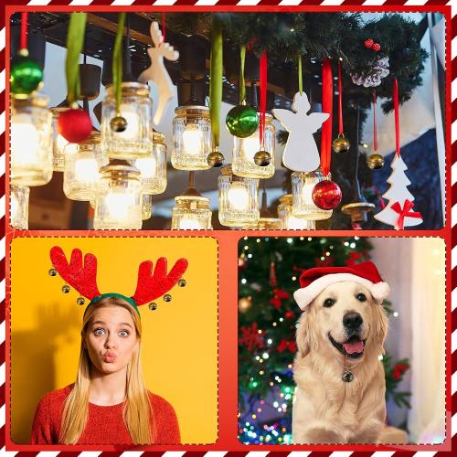 Hicarer 100 Pcs Christmas 1 Inch Bronze Jingle Bell for Craft with 32.8 ft Flax Rope Antique Decorative Tone Copper Bells Hanging Brass Decor for Xmas Tree Craft Decoration DIY Pet Dog Cat Pendants