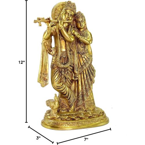 eSplanade Brass Radha Krishna Murti Idol Statue Sculpture - 12 inches | Pooja Idols | Home Decor