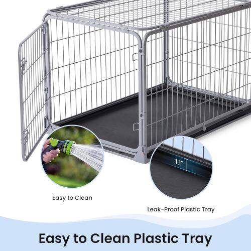 ZOMISIA Collapsible Dog Crate for Medium Dogs - 36 inch Escape Proof Metal Dog Kennel with Double Door, Easy Assembly Foldable Dog Cage with Removable Tray, Indoor Outdoor Use, Silver Gray