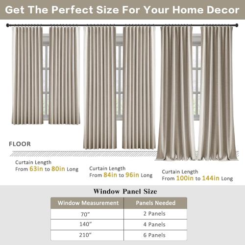 92 Inch Long Curtains Blackout 2 Panels,Custom Made Modern Neutral Soundproof Elegant Decorative Dark Out Linen Cottage Nursery Draperies for Living Room 50x92-in Linen Beige