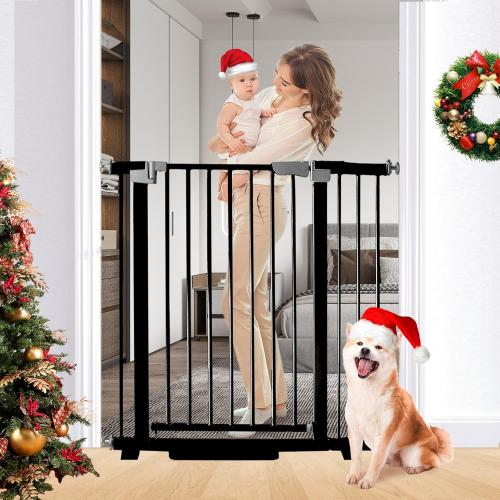 Rgqphantom 41 Tall Safety Pet Gate,Adjustable 29.92-43.71 Wide,No Drilling Pressure Mount Kit,Auto Close Cat Gate Suitable for Stairs,Doorways (Black, 29.92-43.71)