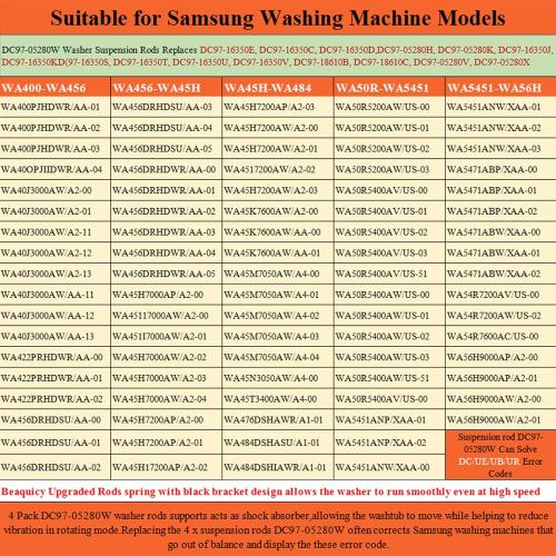 DC97-05280W DC97-16350U WA50R5400AV/US WA50R5200AW/US WA45T3200AW/A4 WA45N3050AW/A4 WA54R7200AW/US Washer Suspension Rods by Beaquicy - Fit for Samsung wa45h7000aw/02,etc