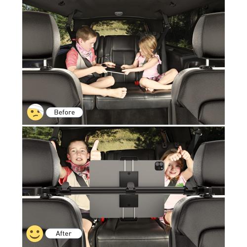 Tryone Car Tablet Holder Mount for iPad: Headrest Tablet Stand for Car Back Seat Compatible with iPad Pro Air Mini | Galaxy Tab | Kindle Fire HD | Switch OLED or Other 4.7-16.1 Devices