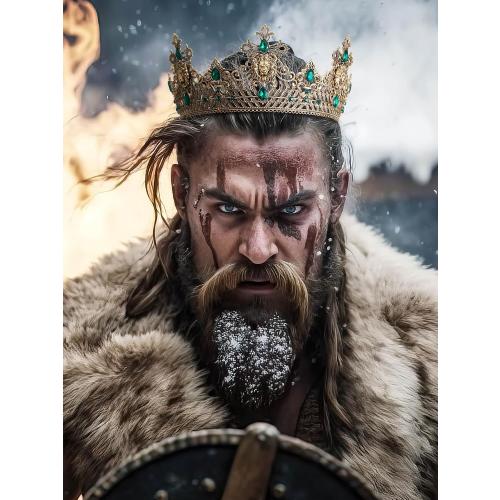 SWEETV King Crown for Men, Men's Tiara Prince Diadem, Royal Medieval Hair Accessory for Cosplay Birthday Prom Halloween
