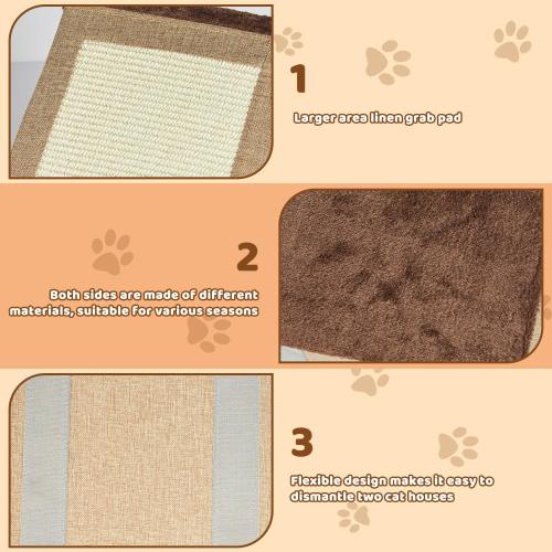 2-Tier Cat House for Indoor Cats Bed, Covered Cat Beds with Hideaway Cave and Scratch Pad, Foldable Modern Cat House for Multi Small Pet Large Kitten Kitty