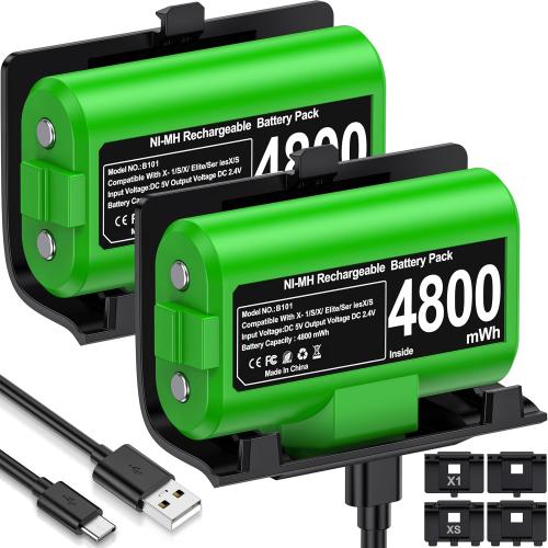 Svetaecho for Rechargeable Xbox Controller Battery Pack – 2x4800mWh Long-Lasting Battery with 4 Back Covers, USB-C Fast Charging Compatible with Xbox Series X|S / Xbox One / Elite Controller Xbox Series X Cases
