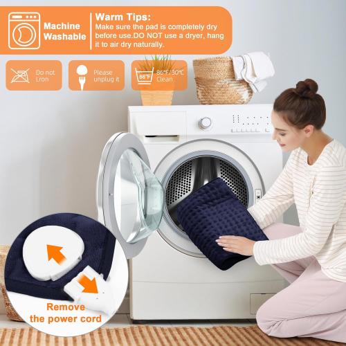 Deepsoon Heating Pad,Electric Heating Pads for Back,Neck,Moist Heating Pad for Abdomen Shoulder Knee Legs,Dry/Moist Heat&Auto Shut Off,Mother's Day Birthday for Men and Women,Navy Blue,40x20 Inch