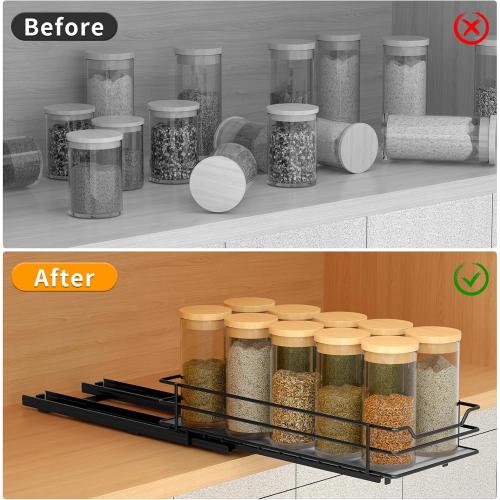 Pull Out Spice Rack Organizer for Cabinet, Heavy Duty Slide Out Spice Rack Organizer for Kitchen Cabinets and Pantry, Fits Spices, Sauces, Canned Food (4.5''Wx10.5''Dx2.5''H)