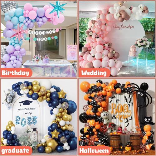 AerWo [Upgraded] Balloon Arch Kit 8.2FT & 6FT, Free Bending Top Half Balloon Arch Stand with Base, Floor Arch Backdrop Stand Frame for Lawn Yard Birthday Wedding Party Christmas Decorations