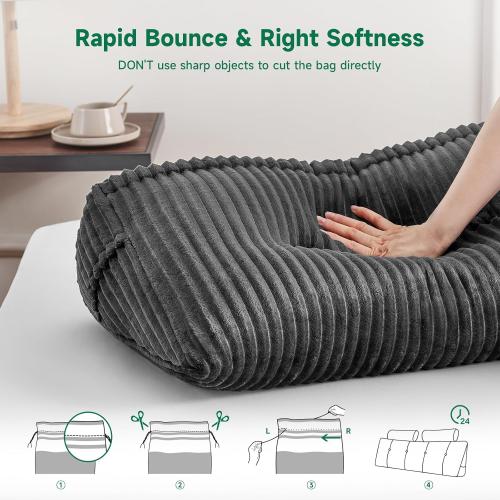 Grey Twin Size Z-hom Large Wedge Pillow Headboard, Twin Triangular Headboard Pillow, Reading Pillow Standard Bed with a Roll Pillow for Bed Sitting Up Sleeping, Backrest Cushion Headboard Gap Pillow for Back, Grey