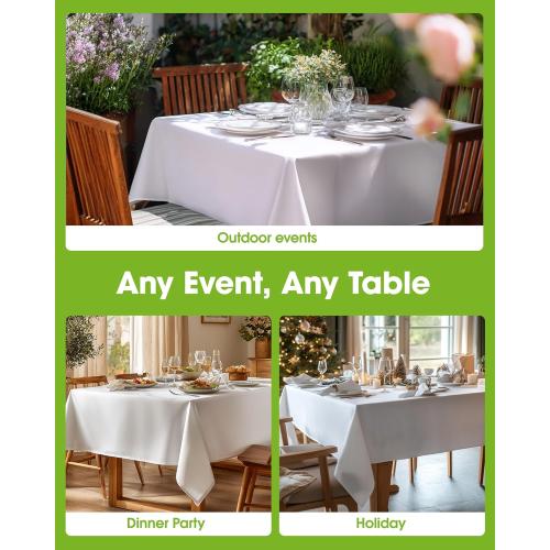 Pureegg Rectangle Table Cloth 60 x 84 – Durable Polyester Tablecloth Offers Reusable & Washable Protection, Ideal for Outdoor Party, Picnic, Wedding, Banquet and Birthday, 1 Pack, White