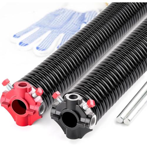 Pair of 2 Garage Door Torsion Springs Set with Non-Slip Winding Bars, High Precision Electrophoresis Oil-Free Black Coated for Replacement & Installation, MIN 16000 Cycles(0.234X2 X31)