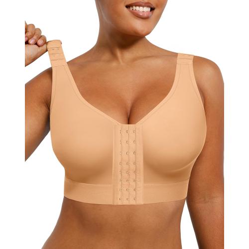 Size XL ...SHAPELLX Post Surgery Bras Front Closure Compression Bra Wirefree Mastectomy Bra with Adjustable Straps