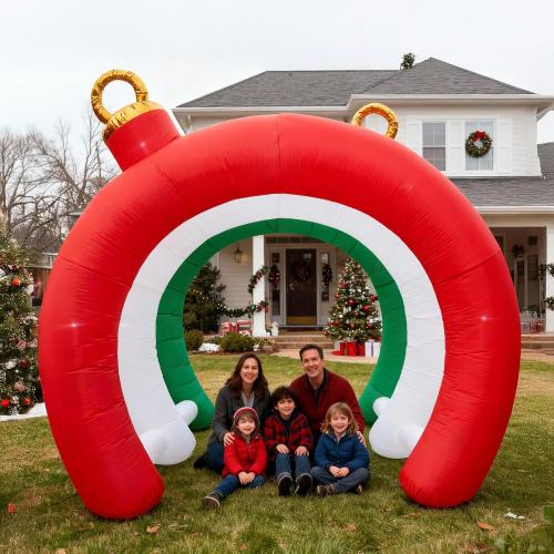 10.5 FT Christmas Inflatables Ornament Tunnel Arch Outdoor Decorations, Blow Up Walk-Through Archway Yard Decor for Garden Lawn Xmas Display