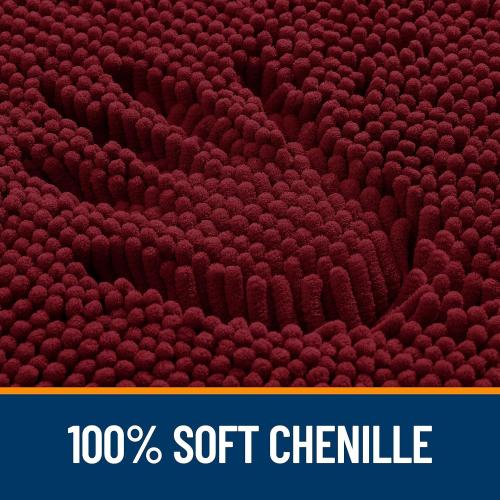 Bathroom Rugs 30x20, Extra Soft Absorbent Chenille Bath Rugs, Rubber Backing Quick Dry, Machine Washable Bath Mats for Bathroom Floor, Tub and Shower, Home Decor Accessories, Burgundy