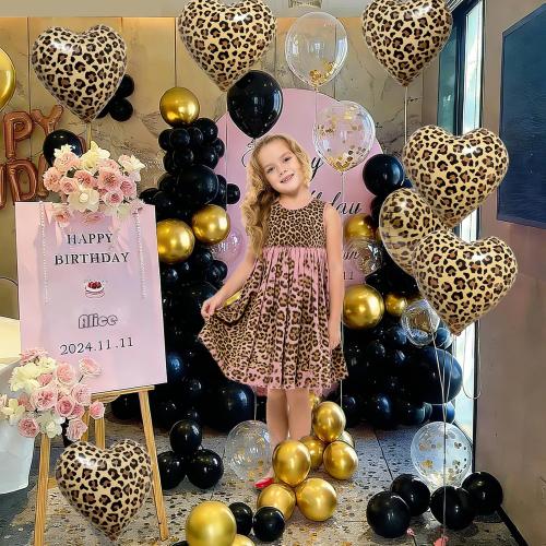 12 Pcs Leopard Print Heart Balloons 18 Inch cheetah Heart Shaped Foil Balloons for Valentine's Day Wedding Bridal Shower Engagement Birthday Party Camo Animal Jungle Party Supplies
