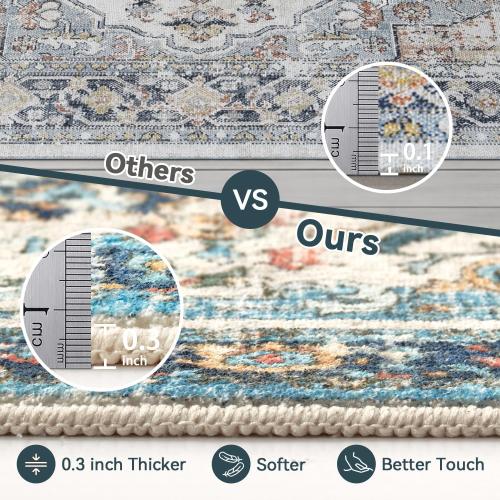 Runner Rug - ' Boho Washable Kitchen Rug, Non-Slip Soft Low Pile Rugs Indoor for Entrance Bedroom Bathroom Living Room,Vintage Throw Hallway Carpet Stain Resistance