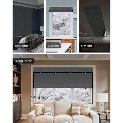 Window Insulation for Winter, Curtain Size , Thermal Insulated Window Cover with Oxford Cloth Thicken Cotton Filled, Windows, Grey