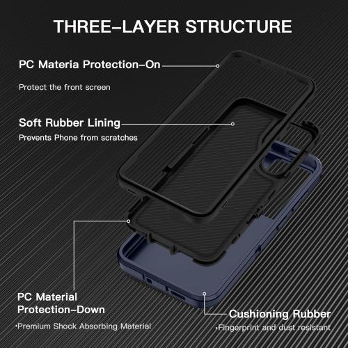 I-HONVA for Samsung Galaxy S24 Case,Galaxy S25 Case Shockproof Dust/Drop Proof 3-Layer Full Body Protection [Without Screen Protector] Rugged Heavy Duty Cover for Galaxy S24/S25,Navy Blue/Black