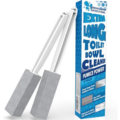 2 Pack Pumice Stone for Toilet Cleaning, Extra Long Handle for Removing Bowl Ring, Pool, Bathroom, Toilet Brush