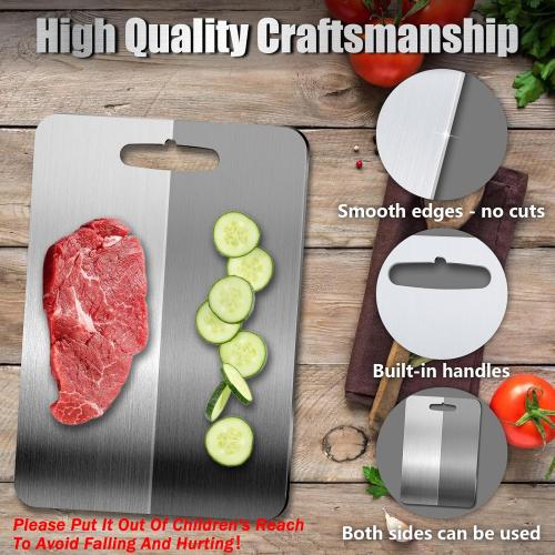 3 PCS 304 Stainless Steel Cutting Board For Kitchen, Meat Cutting Board, Edge Smoothing, Food Grade Stainless Steel, Easy To Clean, Kitchen Tool(S M L)