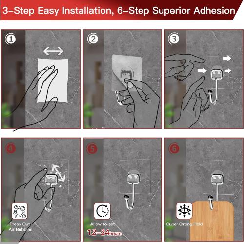 Latoxcaa 8-Pack Transparent Heavy Duty Adhesive Hooks