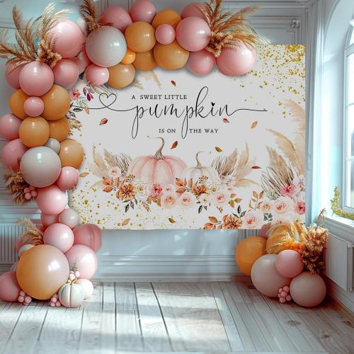 Mocsicka Pumpkin Baby Shower Backdrop Autumn Fall Baby Shower Party Decorations Banner A Little Pumpkin is On The Way Backdrop