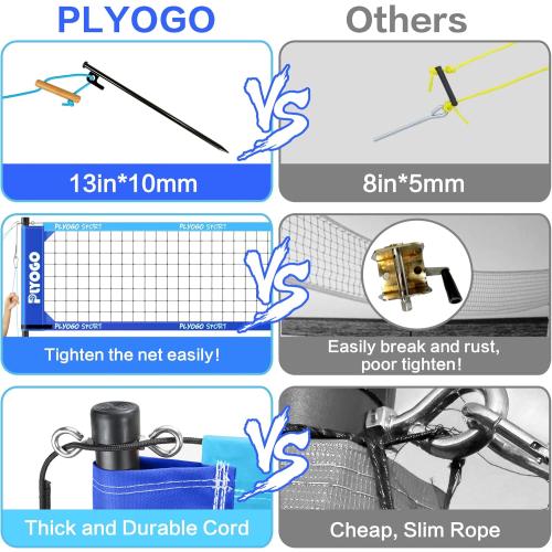 Heavy Duty Volleyball Net for Backyard&Outdoor,Anti-Sag Design | Professional 32FT Volleyball Net Set with Double Tension Adjuster,Height Adjustable Aluminum Poles,Portable Carry Bag