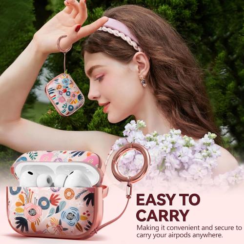 Inesore Pink for AirPods Pro 3 Case 2025 with Lock, for Women Girly Floral Cute Case Compatible with Apple Airpods Pro 3rd Generation Cover, with Phone Stand,Keychain & Cleaner Kit -Pink Flower