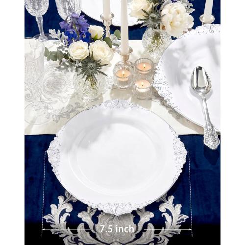 White Silver  Dessert Plates
