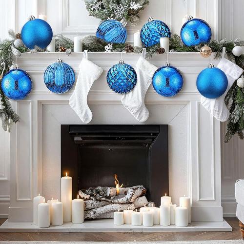 Jenaai 8 Pcs golden Extra Large Christmas Ball Ornaments Set, 6 Inch Giant Oversized Hanging Ornaments Glitter Assorted Shatterproof Xmas Tree Balls for Indoor Outdoor Holiday Party Home Decor