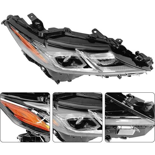 ILAMP Headlight Fit For 2018 2019 2020 Toyota Camry L/LE/SE 2018 2019 2020 Projector LED Headlamp (Right Passenger) W/Clear Lens RH 81110-06C40 CM17A01-4R