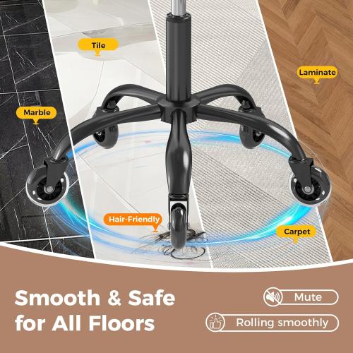 Office Drafting Chair with Footrest, Tall Height Adjustable Stool with Back Support, Heavy Duty Rolling Stool Chair with Wheels for Office Home Kitchen Bar Shop Guitar Studio Medical Vanity(Black)