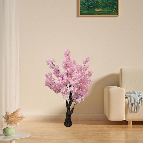 Artificial Cherry Blossom Tree, 4.3FT Pink Faux Cherry Blossom Tree for Home, Wedding & Party Decoration, Indoor & Outdoor
