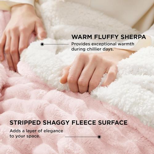 Bedsure Sherpa Throw Blanket for Couch - Super Soft, Cozy Fleece Thick Warm Blanket for Winter, GentleSoft Plush & Fluffy Throw Gift for Women, Room Decor, Pink, 50x60 Inches
